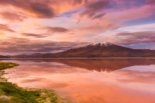 red salt lake Laguna Colorada in Bolivia's Antiplano region