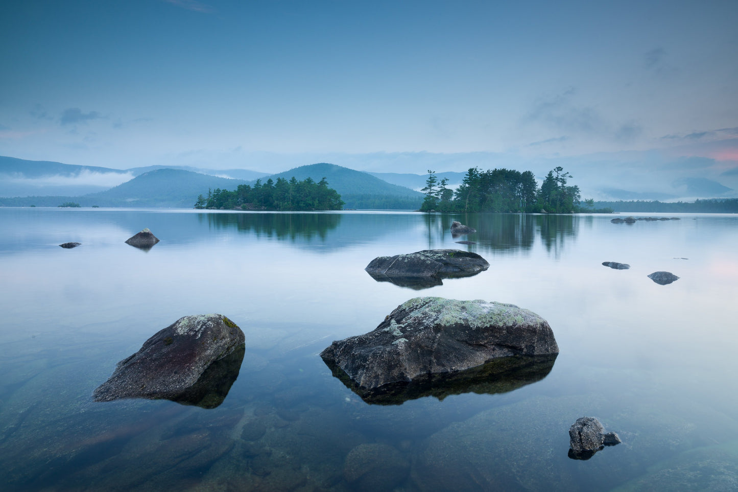 early morning on Loon Island in New Hampshire